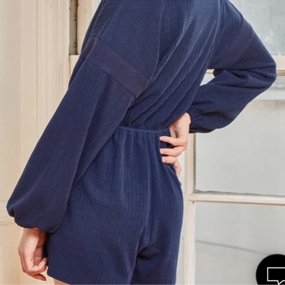 Lulus One Last Chance Navy Blue Jacquard Knit Long Sleeve Romper Size Small - Picture 3 of 16